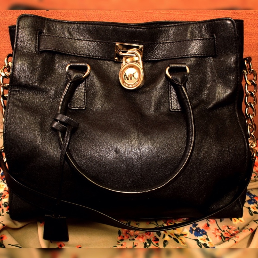 Michael Kors Hamilton Tote in Black and Gold